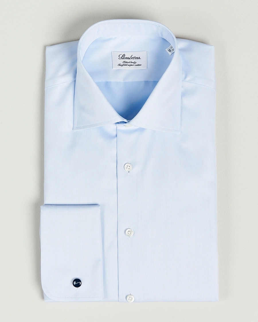 Herr | Formella | Stenströms | Fitted Body Shirt Double Cuff Blue