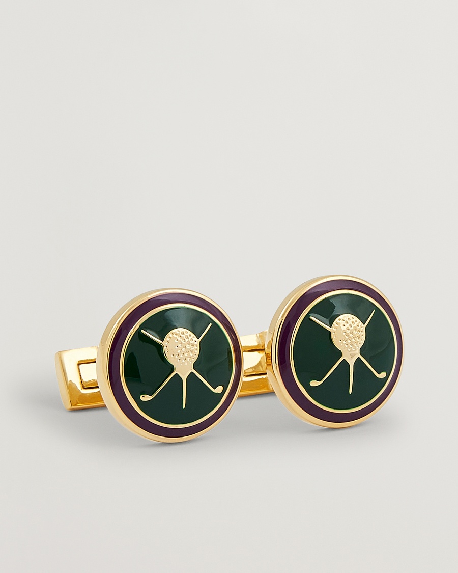 Herr | Black Tie | Skultuna | Cuff Links Golf Gold/Green