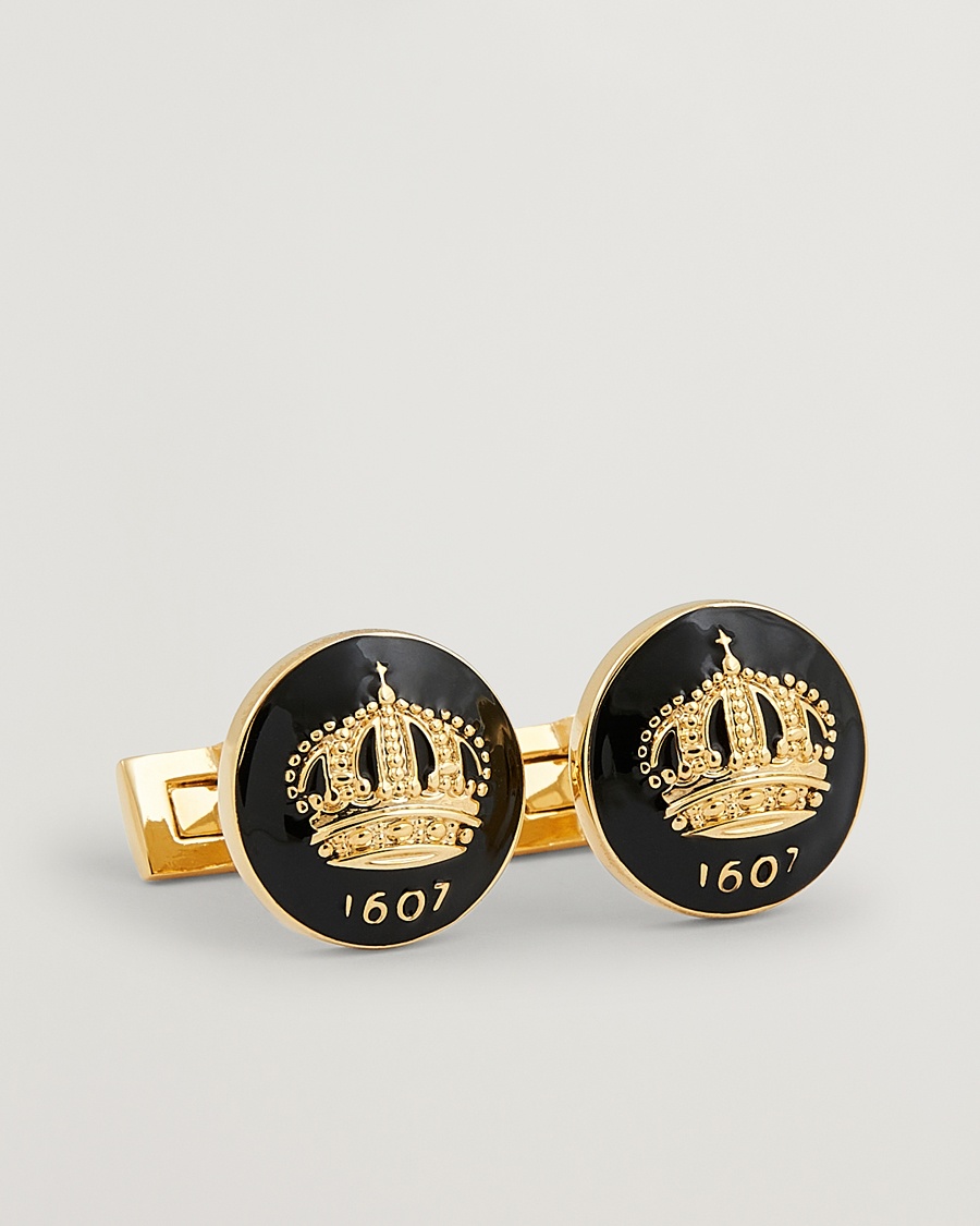 Herr | Black Tie | Skultuna | Cuff Links The Crown Gold/Baroque Black