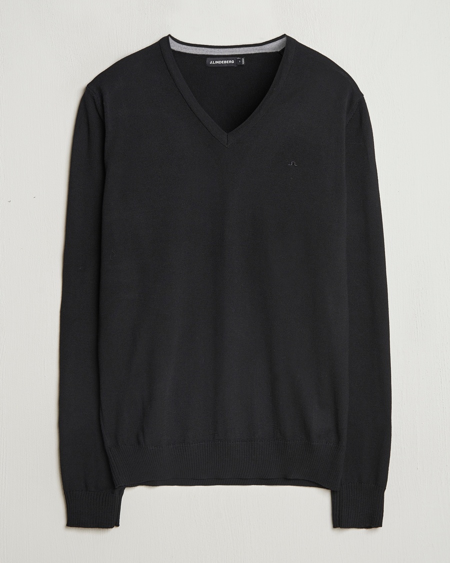 Herr | Pullover V-ringade | J.Lindeberg | Lymann True Merino V-Neck Pullover Black