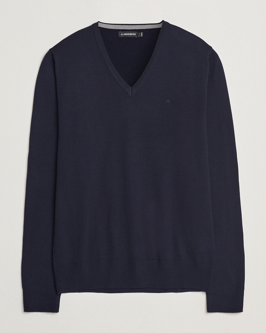 Herr | | J.Lindeberg | Lymann True Merino V-Neck Pullover Navy
