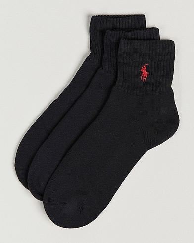 Polo Ralph Lauren 3-Pack Sport Quarter Socks Black