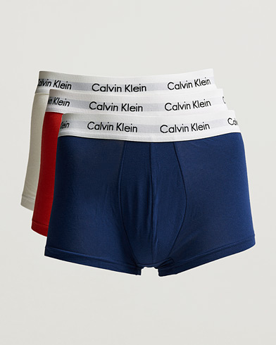Herr | Trunks | Calvin Klein | Cotton Stretch Low Rise Trunk 3-pack Red/Blue/White