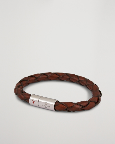 Herr | Armband | Skultuna | Leather Bracelet Plaited 7 by Lino Ieluzzi Brown