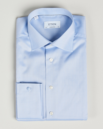 Herr | Mörk kostym | Eton | Contemporary Fit Shirt Double Cuff Blue