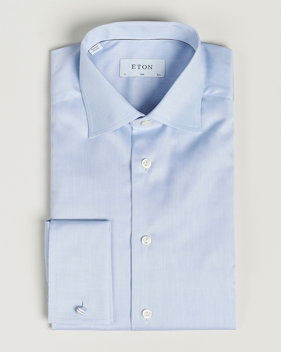 Herr | | Eton | Slim Fit Shirt Double Cuff Blue