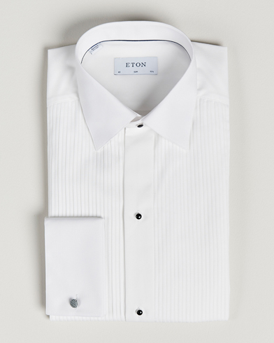 Herr | Black Tie | Eton | Slim Fit Tuxedo Shirt Black Ribbon White
