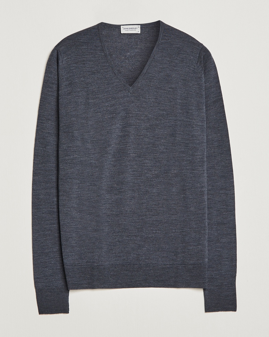  Bobby Extra Fine Merino V-Neck Pullover Charcoal