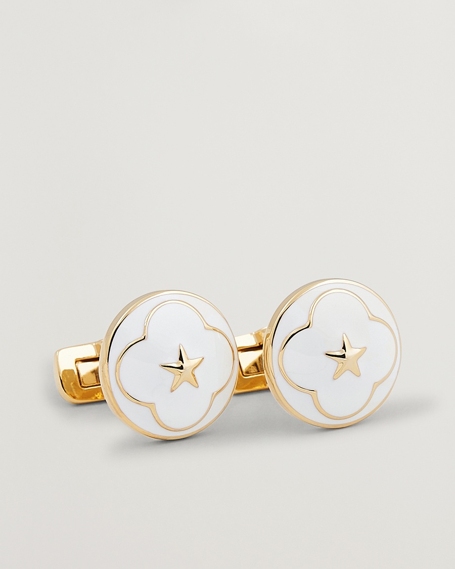 Herr | Black Tie | Skultuna | Cuff Links Polar Star White