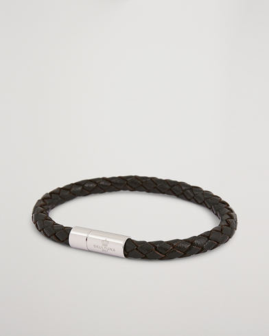Herr | Skultuna | Skultuna | One Row Leather Bracelet Dark Brown Steel