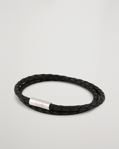Herr | Skultuna | Skultuna | Two Row Leather Bracelet Black Steel