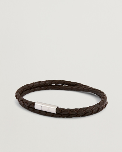 Herr |  | Skultuna | Two Row Leather Bracelet Dark Brown Steel