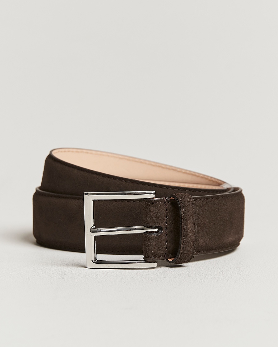 Herr | Crockett & Jones | Crockett & Jones | Belt 3,2 cm Dark Brown Suede