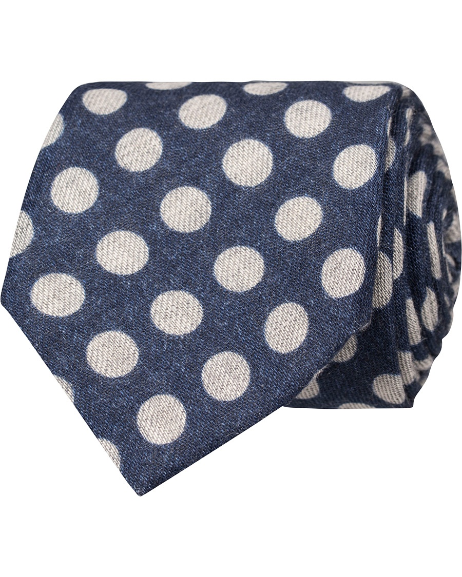  Wool Dot 8 cm Tie Navy