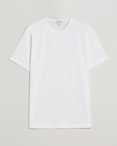 Herr | Kortärmade t-shirts | Sunspel | Crew Neck Cotton Tee White