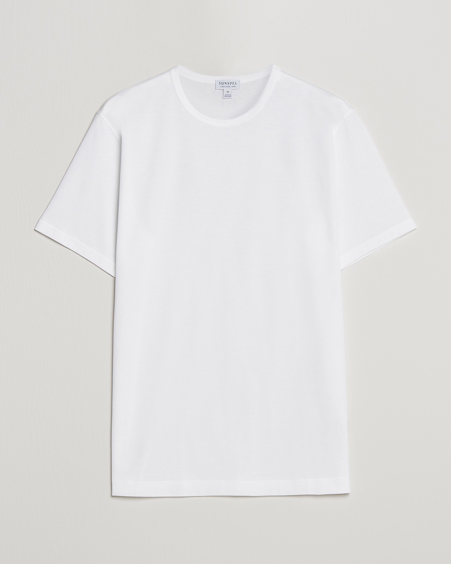 Sunspel Crew Neck Q82 Cotton T-Shirt White – Vit