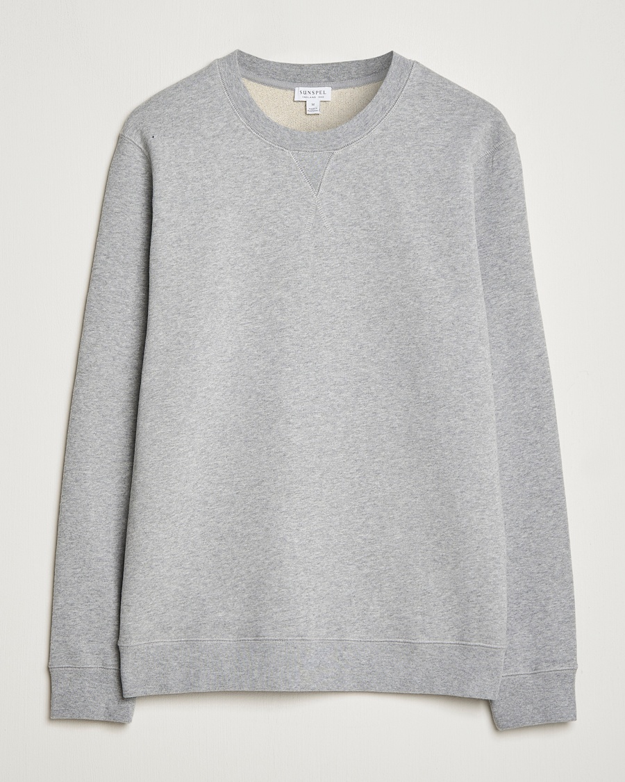 Sunspel Loopback Sweatshirt Grey Melange – Grå