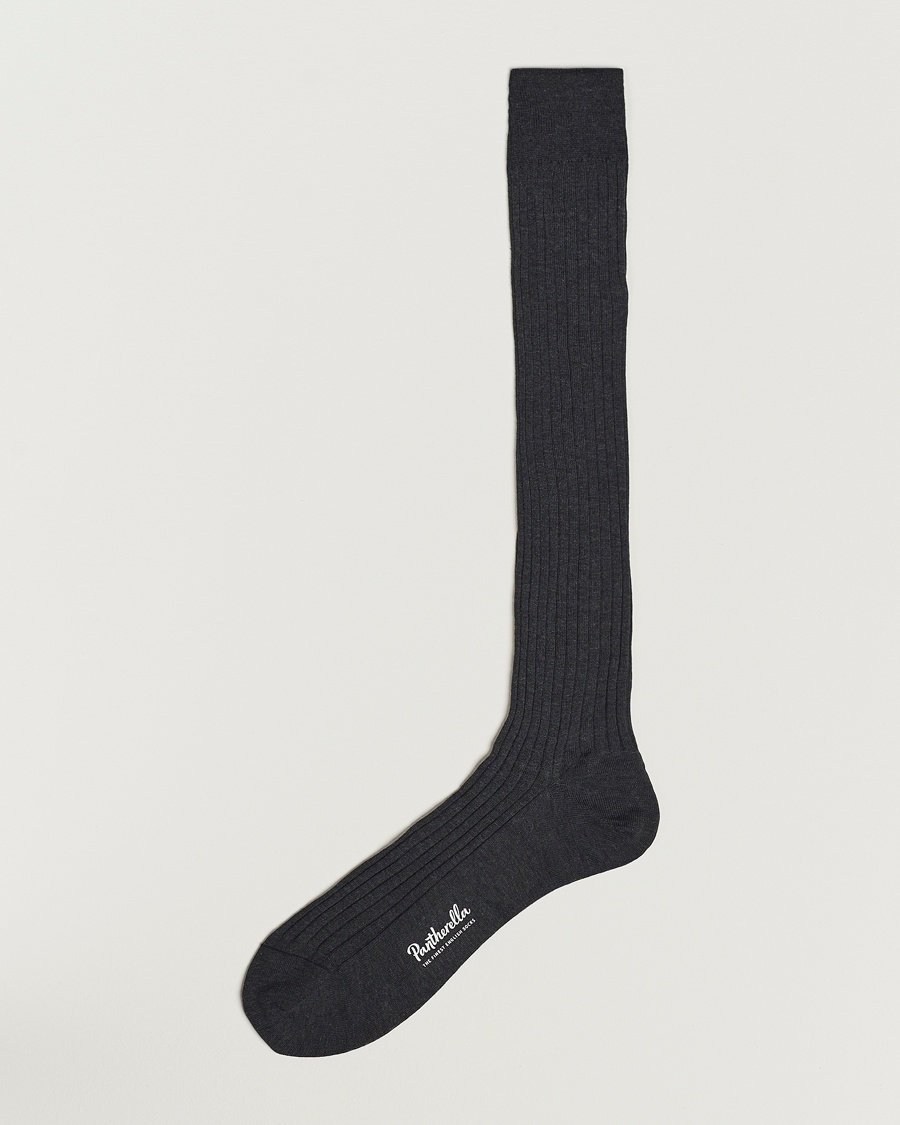 Pantherella Vale Cotton Long Socks Dark Grey – Grå