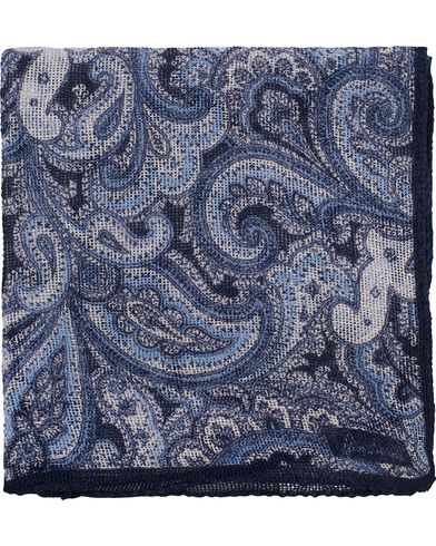  Paisley Cotton/Linen Pocket Square Blue