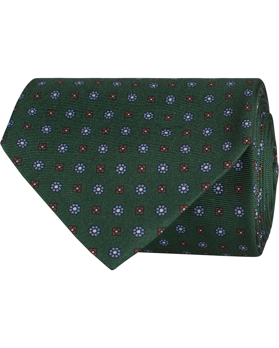  Printed Medallion Silk 8,5 cm Tie Green