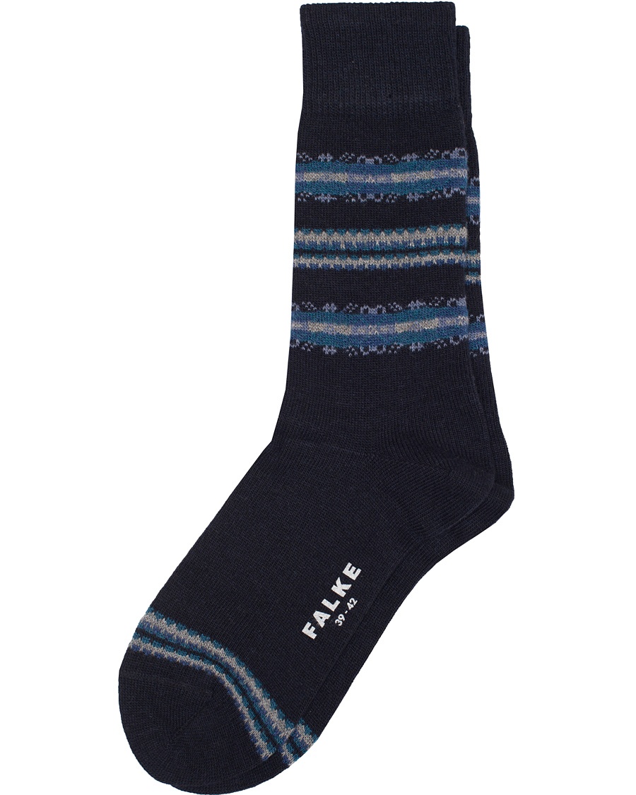  Lhasa Cashmere Stripe Socks Navy