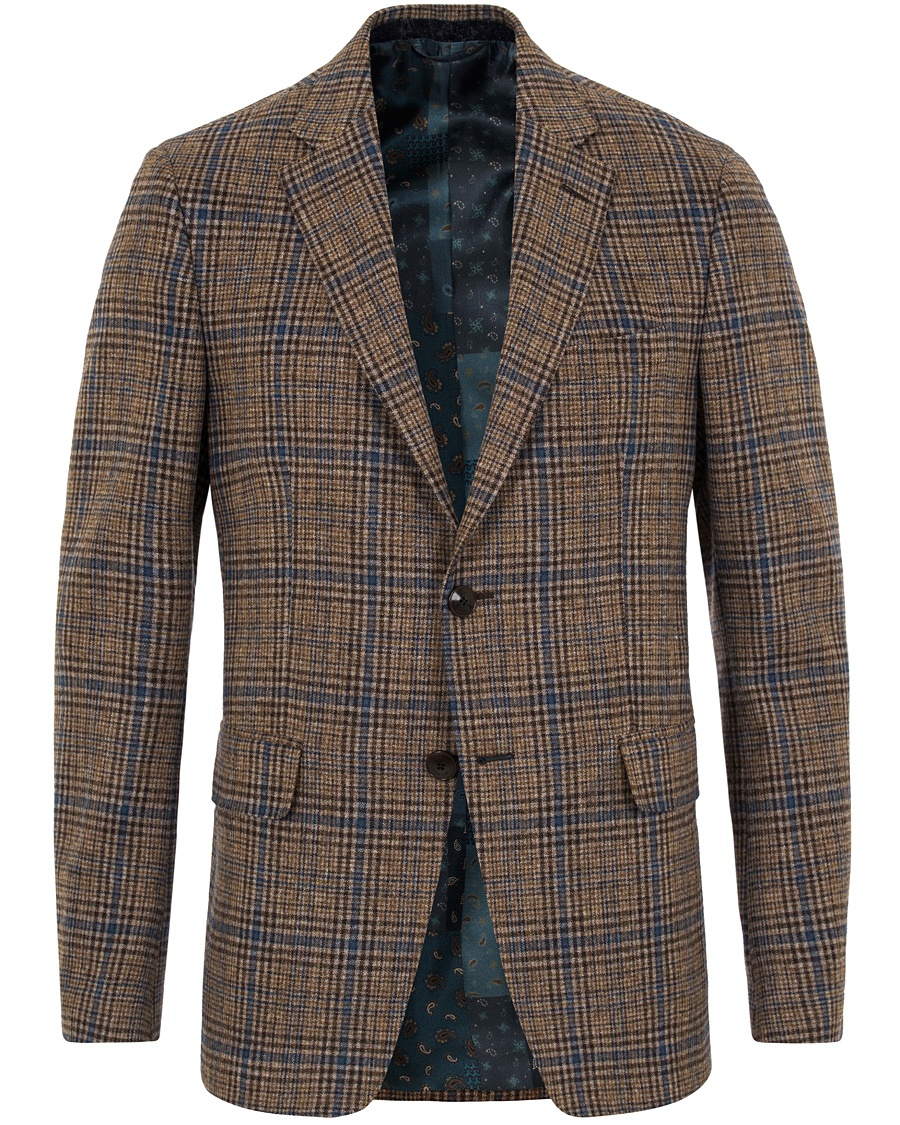 Slim Fit Wool Check Blazer Medium Brown/Navy