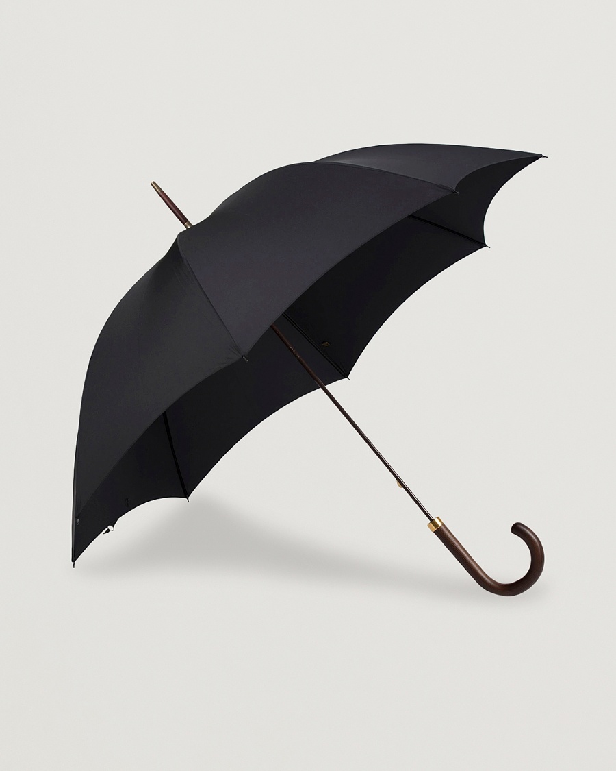 Fox Umbrellas Polished Hardwood Umbrella Black – Svart
