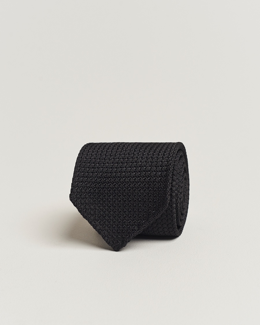 Herr | | Drake's | Silk Grenadine Handrolled 8 cm Tie Black