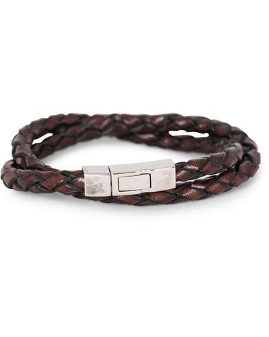Tateossian Scoubidou Double Leather Bracelet Brown