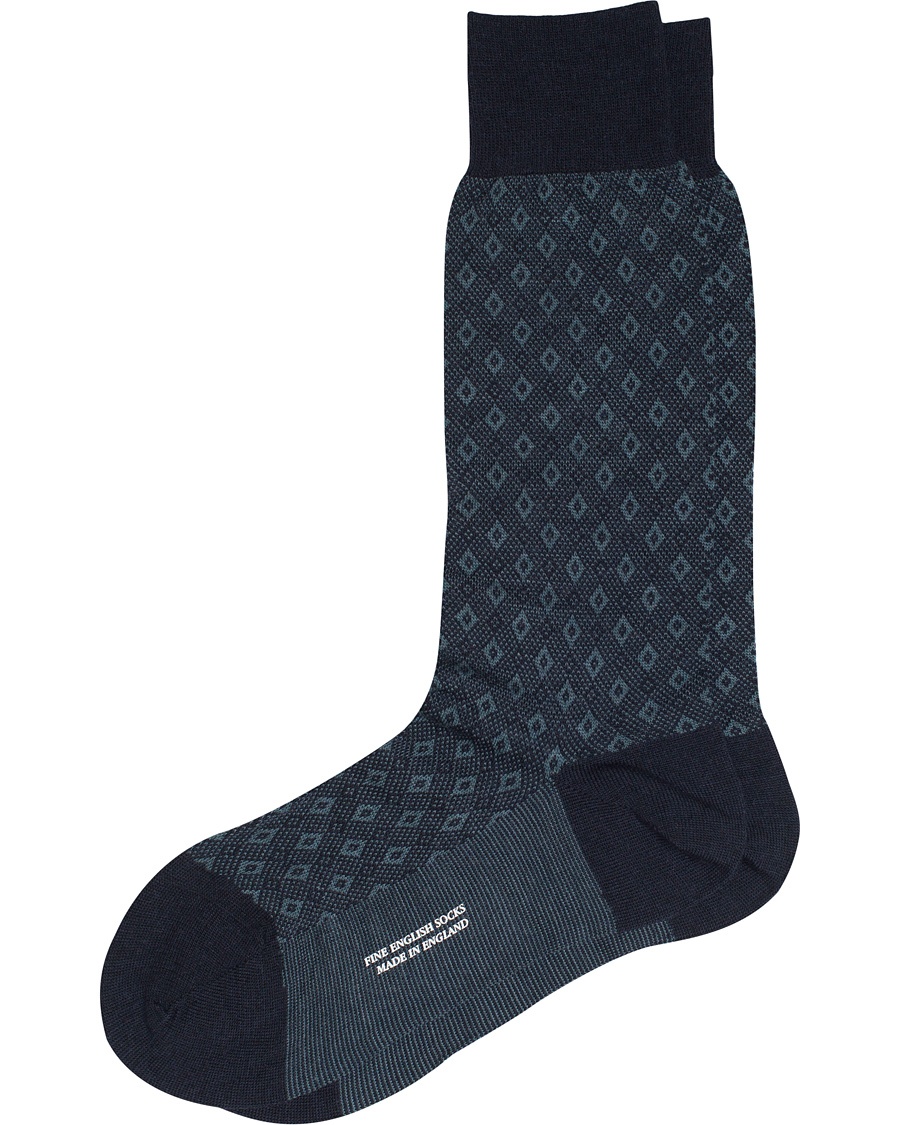  Belford Bird's Eye Wool/Nylon Sock Navy