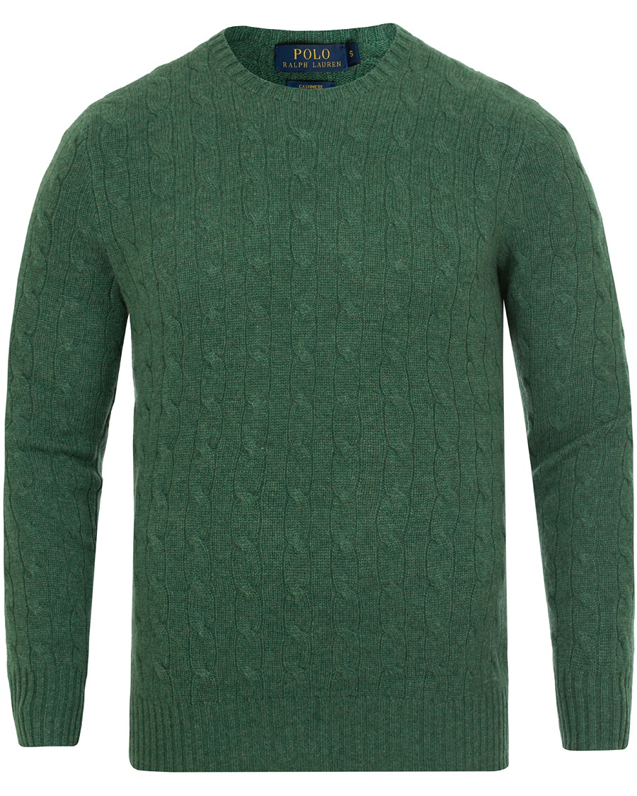  Cashmere Knitted Cable Baron Green Heather