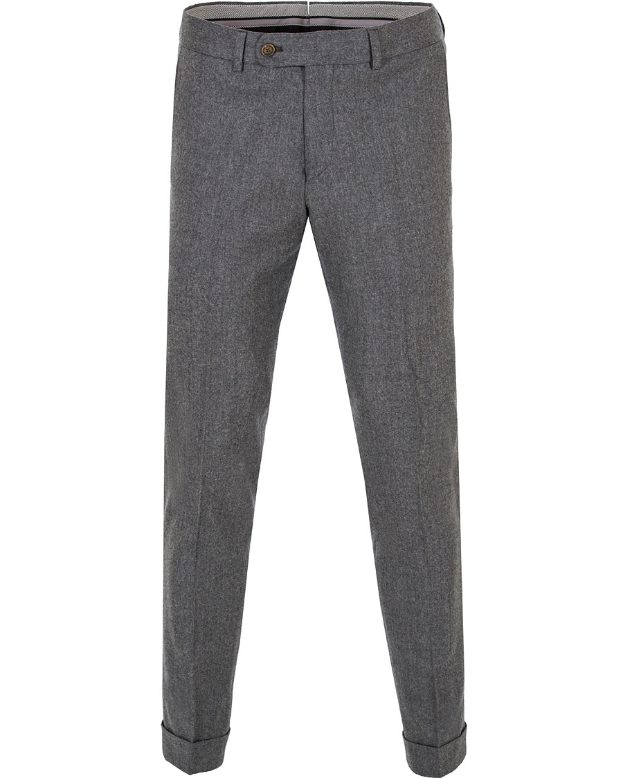  Fred Light Flannel Turn Up Super 120 Trousers Light Grey