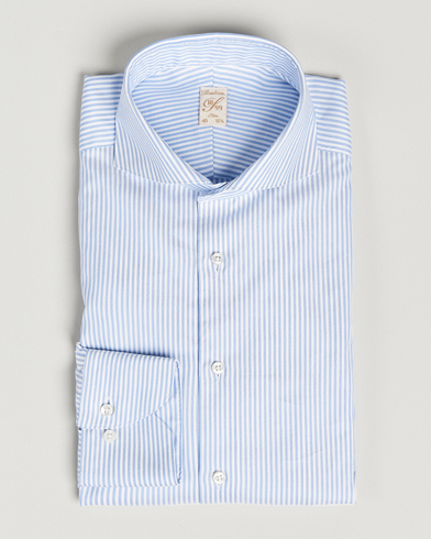 Herr | Businesskjortor | Stenströms | 1899 Slimline Supima Cotton Striped Shirt White/Blue