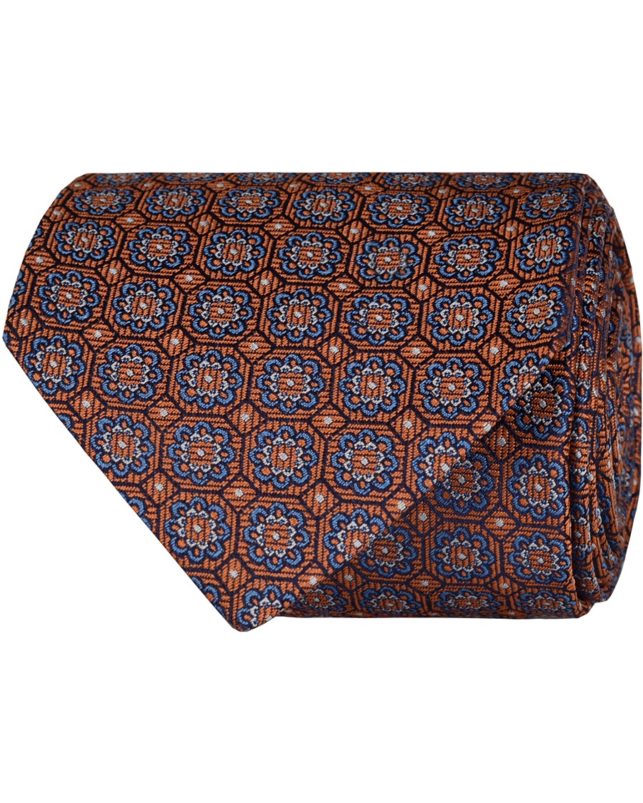  Silk Woven Medallion 8 cm Tie Orange