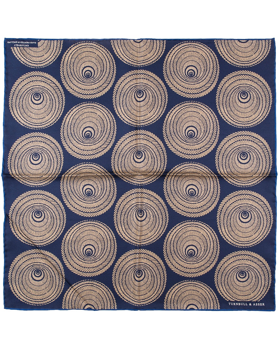  Wheel Spiral Pocket Square Navy
