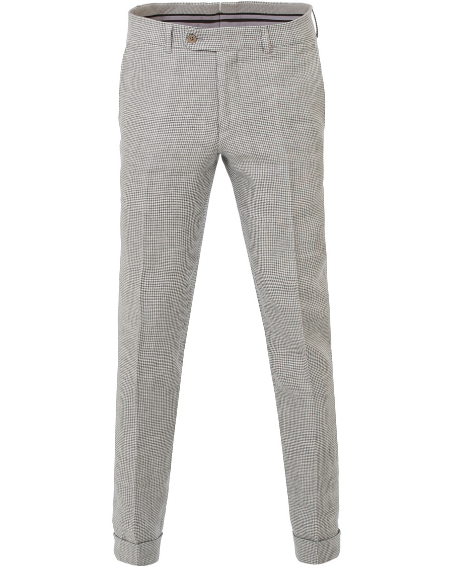  Frank Minicheck Linen Trousers Grey