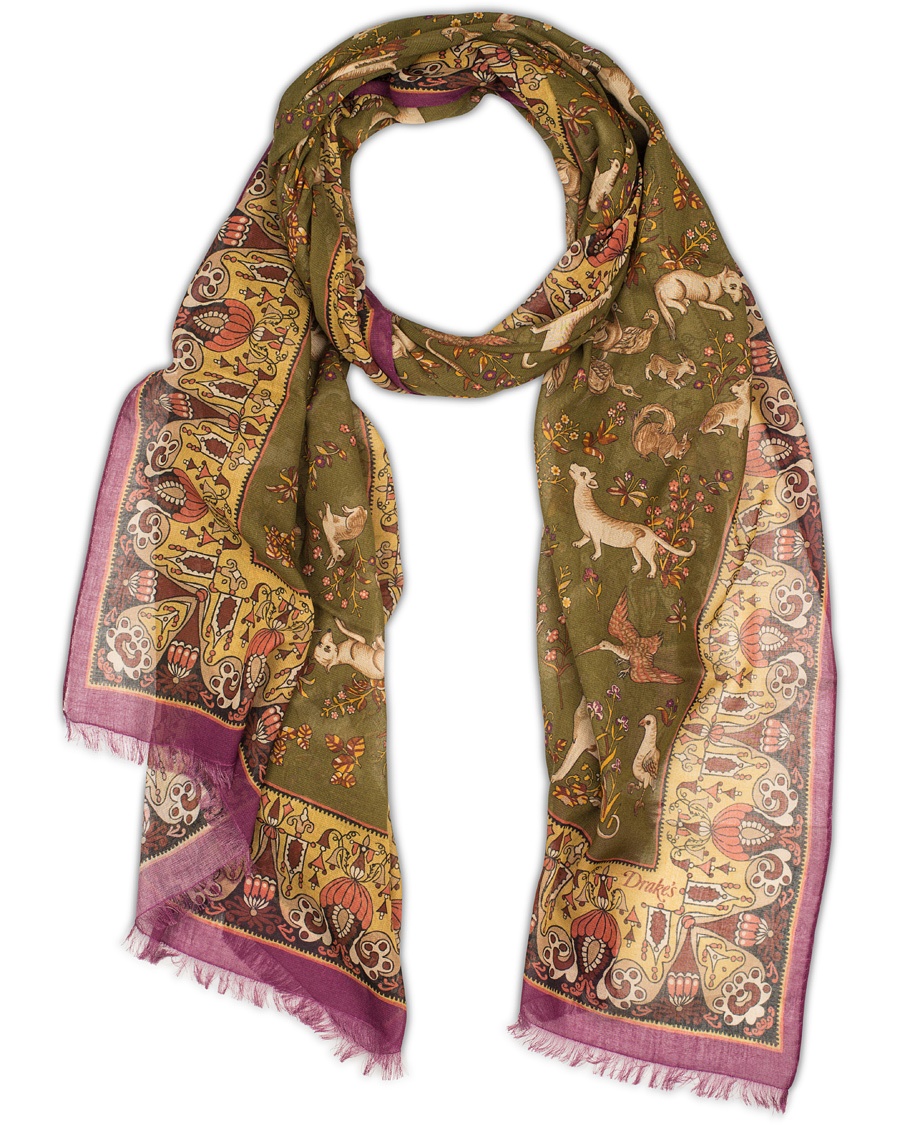  Cotton/Modal Animal Print Scarf Light Green