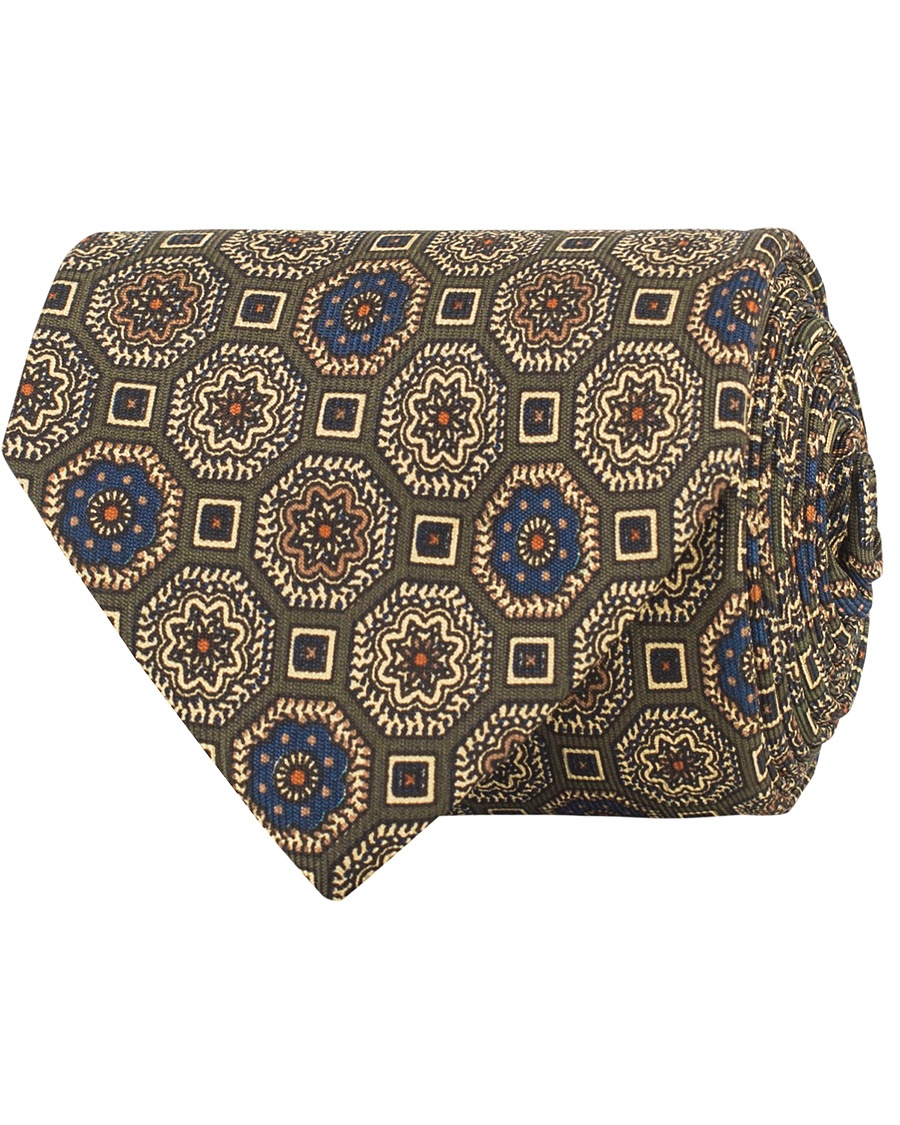  Silk Medallion 8 cm Tie Green