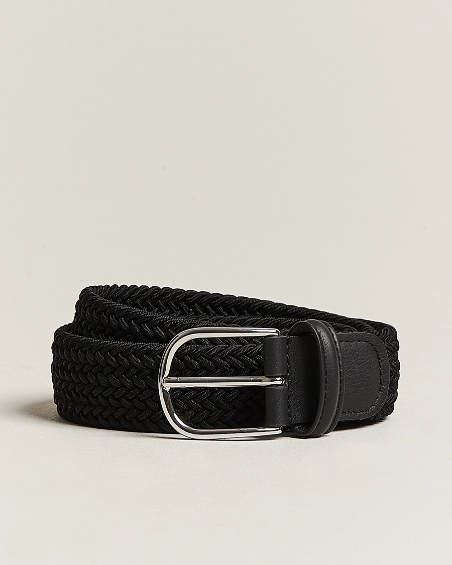 Herr | | Anderson's | Stretch Woven 3,5 cm Belt Black