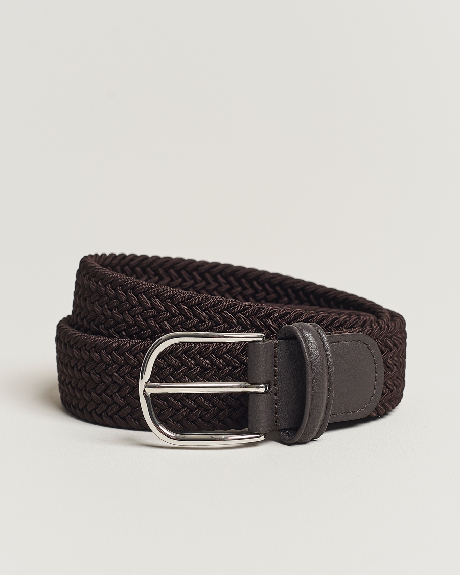 Anderson's Stretch Woven 3,5 cm Belt Brown – Brun