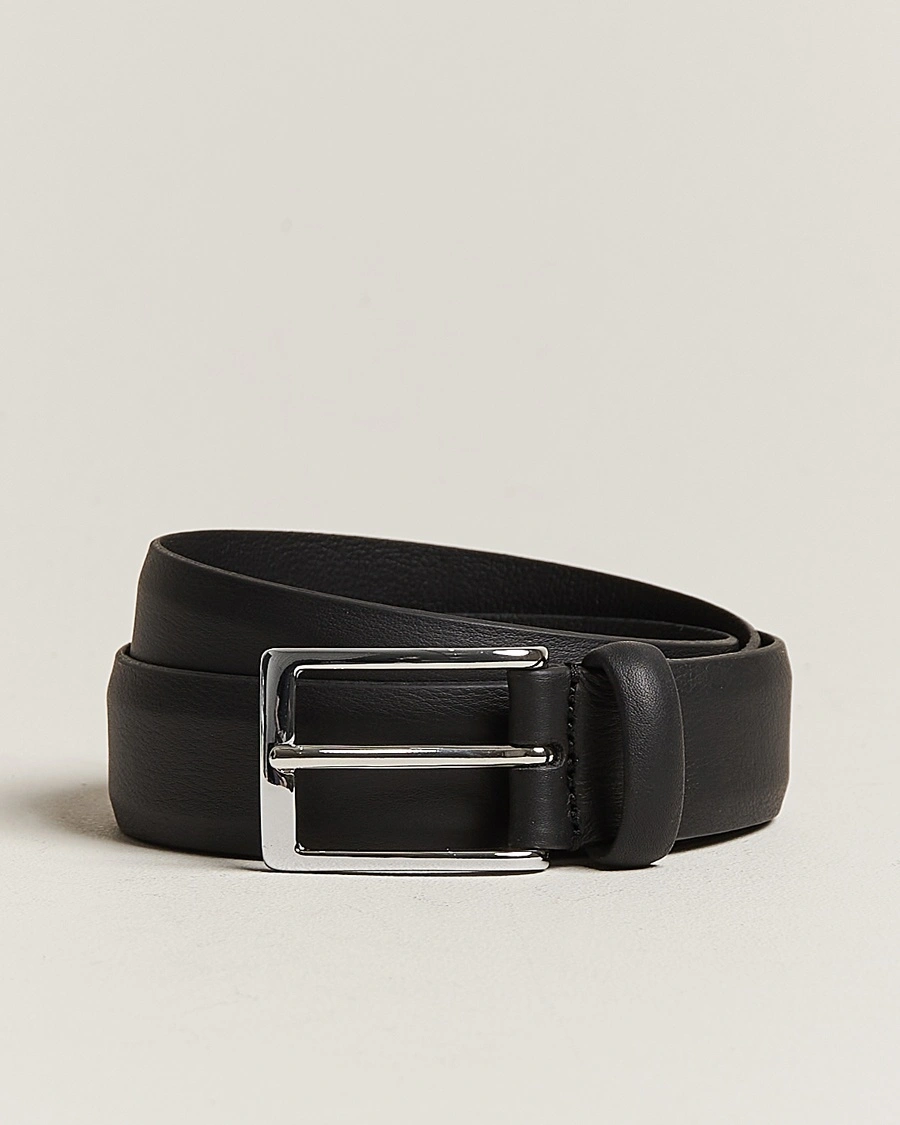 Anderson's Double Nappa Calf 3 cm Belt Black – Svart