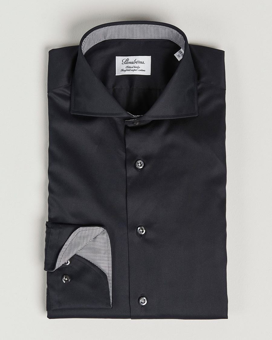 Herr | | Stenströms | Fitted Body Contrast Shirt Black