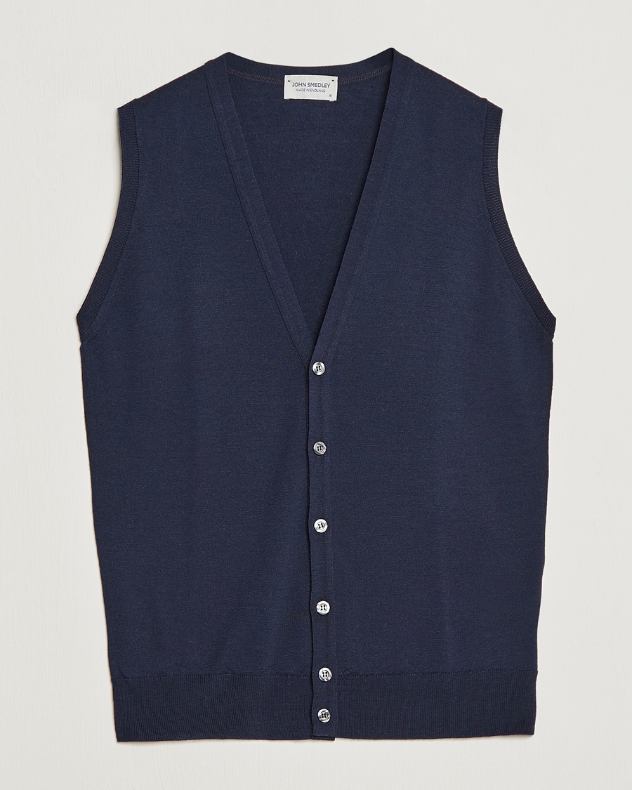 John Smedley Huntswood Slim Fit Waistcoat Midnight – Blå