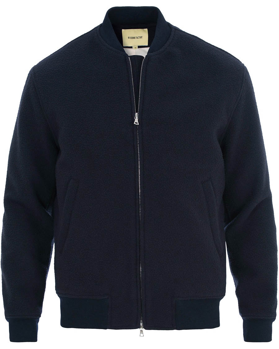 Herr | | De Bonne Facture | MT16 Brushed Wool Bomber Jacket Navy