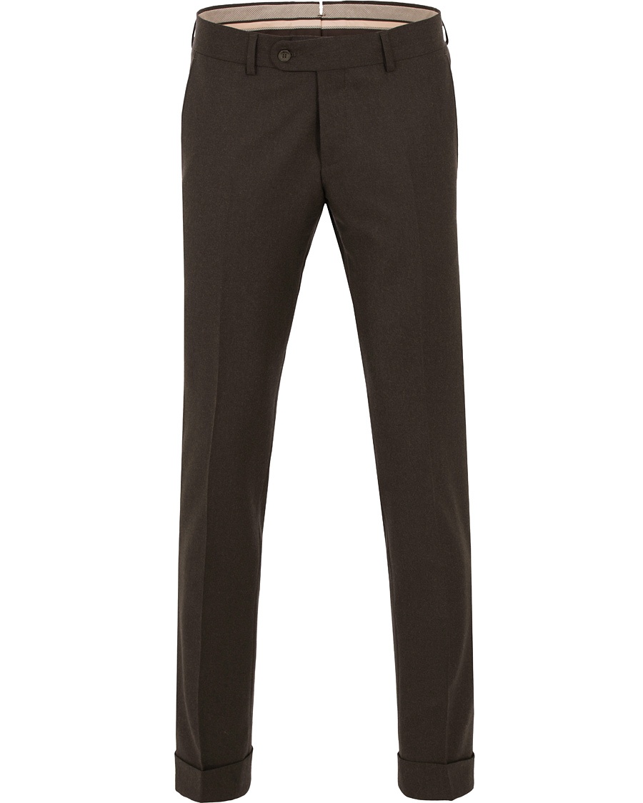  Fred Flannel Turn Up Super 120 Trousers Brown
