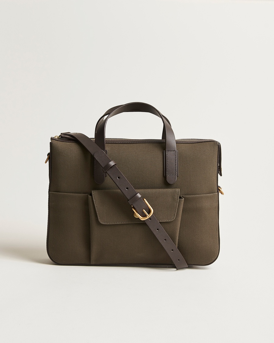 Mismo M/S Canvas Briefcase Army/Dark Brown