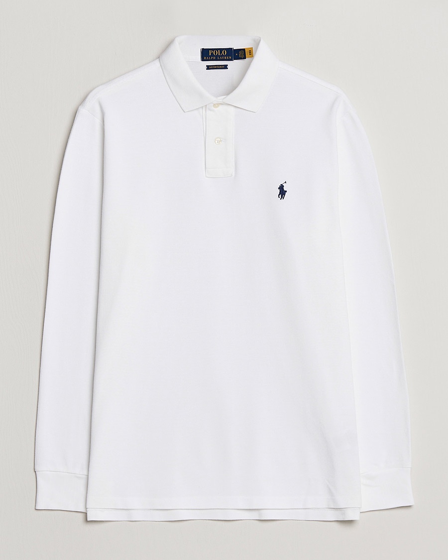 Polo Ralph Lauren Custom Slim Fit Long Sleeve Polo White – Vit