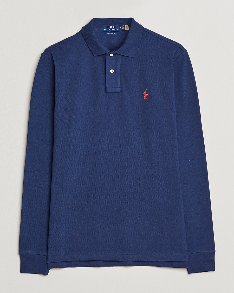 Polo Ralph Lauren Custom Slim Fit Long Sleeve Polo Newport Navy – Blå