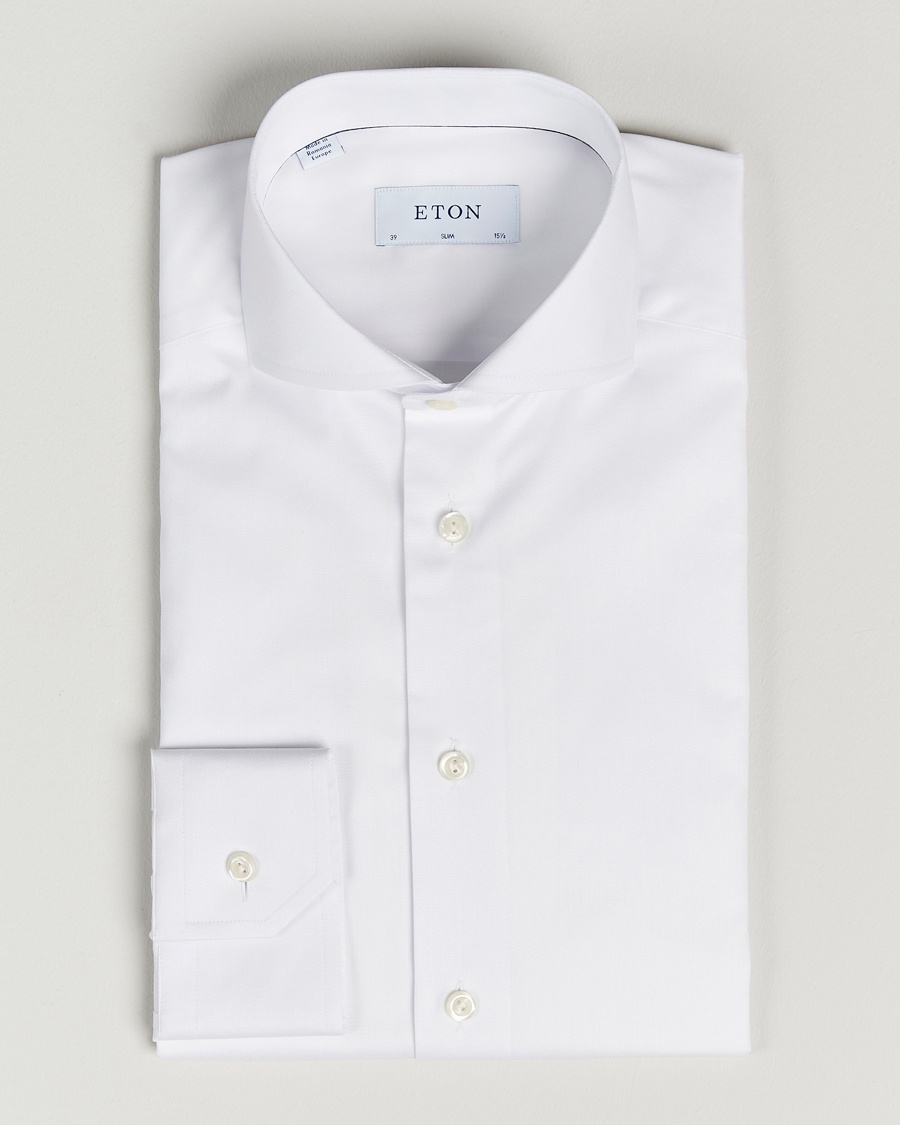Eton Slim Fit Twill Cut Away Shirt White – Vit