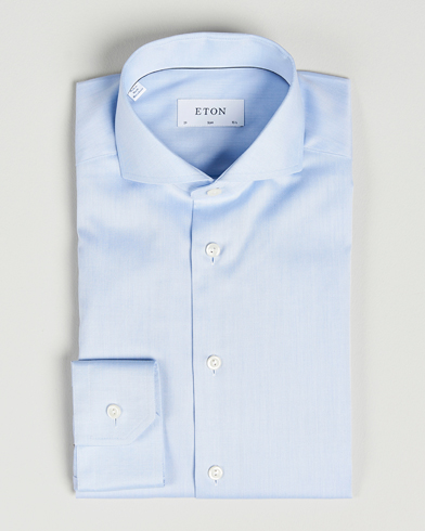 Herr | Businesskjortor | Eton | Slim Fit Twill Cut Away Shirt Light Blue